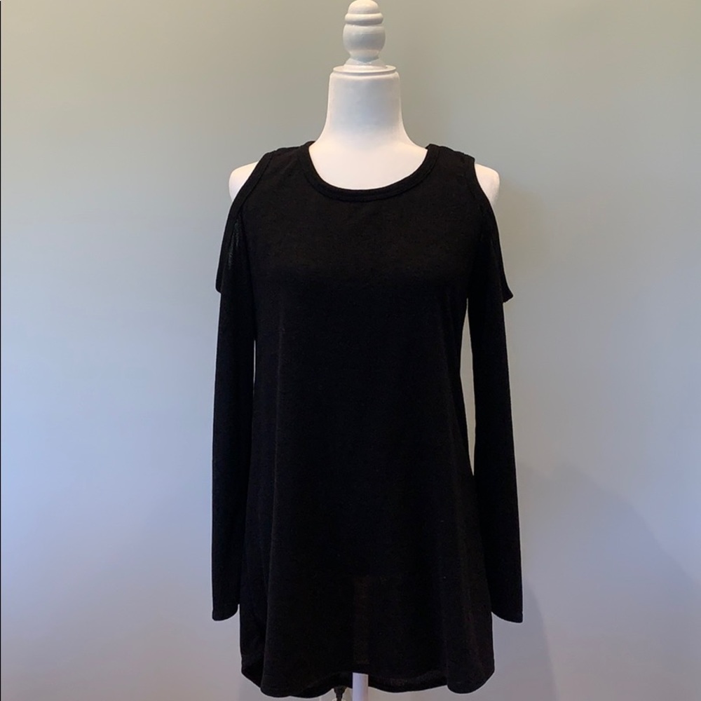 Sweet Pea made in USA black cold shoulder sweater